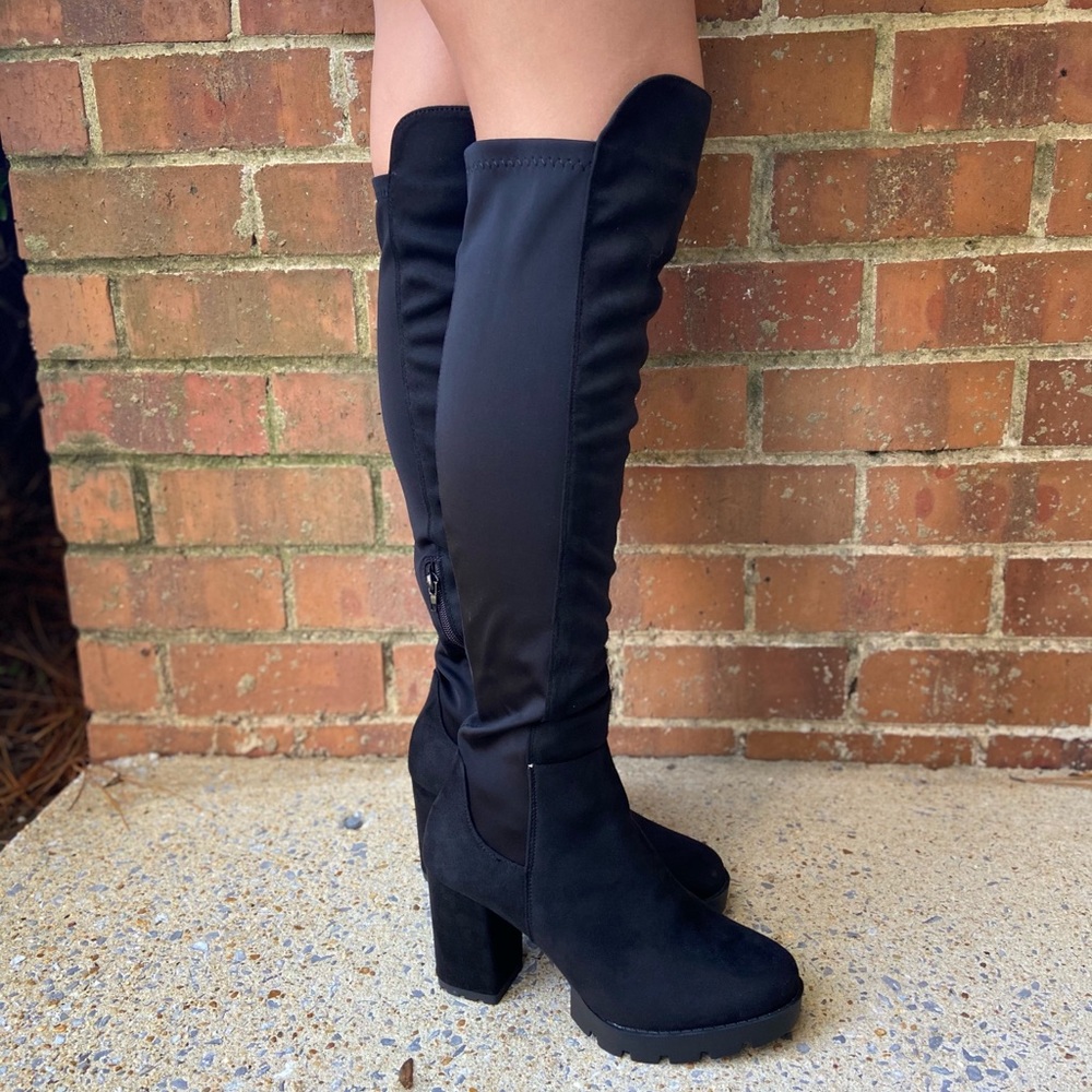 NIB Black Faux Suede Tall Boots